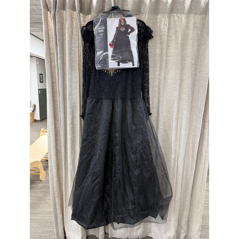Day of the Dead Couture Dress Costume Black Lace Tulle Plus XXL 18-20 Halloween